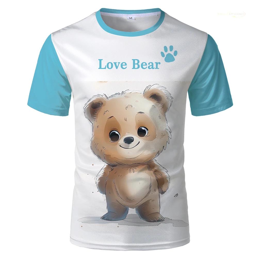 

Летние модные футболки с милым мультяшным медведем и 3D принтом. Детские повседневные забавные топы с короткими рукавами с героями мультфильмов, мужские и женские футболки S белый