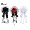 Halloween Costume Hair Decor Rose Bow Clip, Lace Pearl Hairpin, Lolita Gothic Bowknot Floral Headpiece Hairpin for Women Bride Cosplay Party