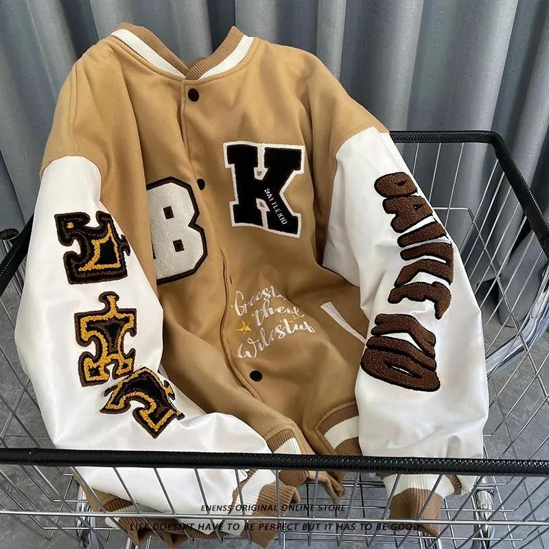 Spring and Autumn Retro Quilted Embroidered Baseball Uniform Jacket Men and Women Loose Tide Brand Street Jacket