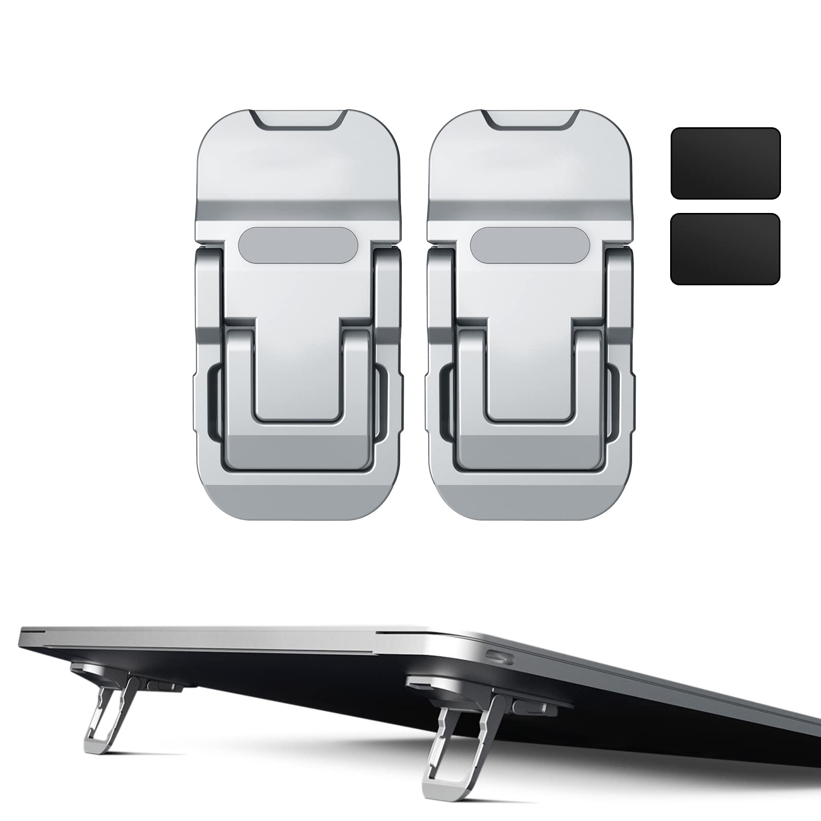 

Set of 2 Laptop Stands for Plus Laptop Holder with Cooling Aluminum Heat Easy to Carry MacBook/PC, Pad, Alloy, Stick-On, Foldable, Three-Level