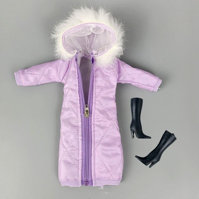 

Фиолетовое зимнее теплое длинное пальто для куклы Барби, наряды, одежда, толстовка с капюшоном, парка для куклы 1/6 BJD, куртка, 1:6, аксессуары для кукол, игрушки for 11.5 height dolls серый