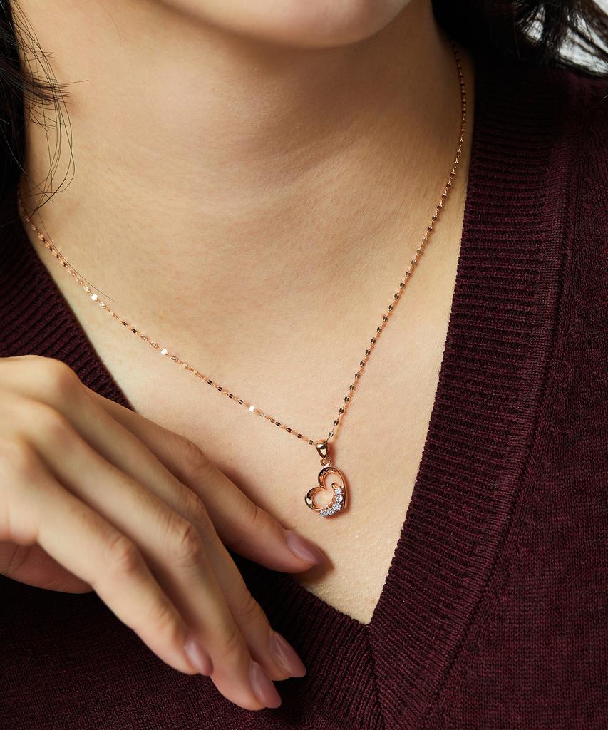 Helene Jewelry 14K Cherish Heart Cubic Gold Necklace