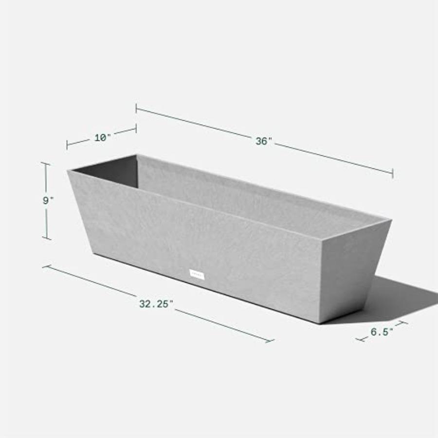 Pure Series Long Rectangular Window Box Planter for Indoor Outdoor Windowsill Balcony Durable All-Weather Planter with Drainage