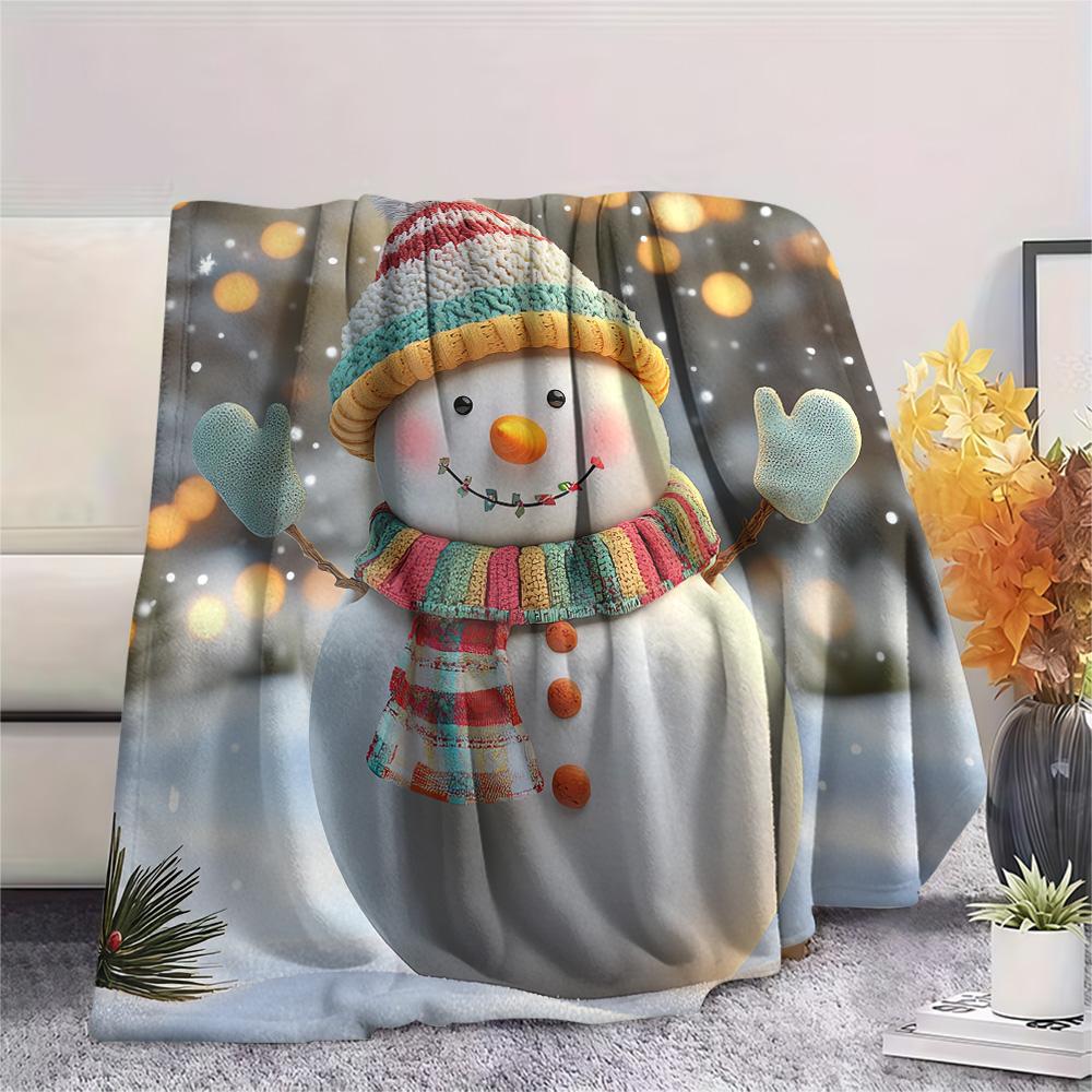 

Snowman Print Flannel Blanket, High quality Comfortable for All Seasons, Home Decor, Warmth and Comfort, Perfect for Christmas Gifts 80cm x 120cm