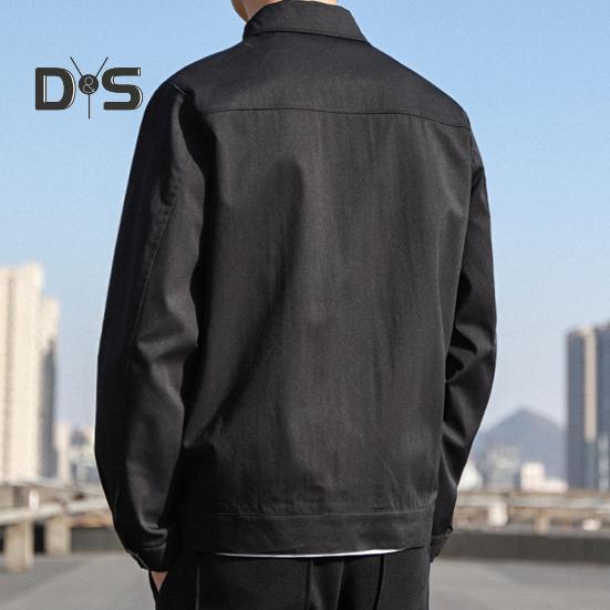 Herrejakke med slag, langermet fløyelsfôr, knappelukking, jakke med lommer, høstvinter, ensfarget yttertøy