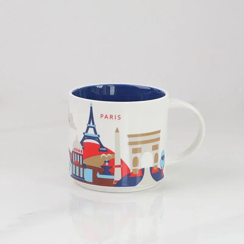 Ins City Cup USA City Bone China Mug Global Collection Ceramic Japan England London Paris Hawaii Chicago New York City Mug 400ML