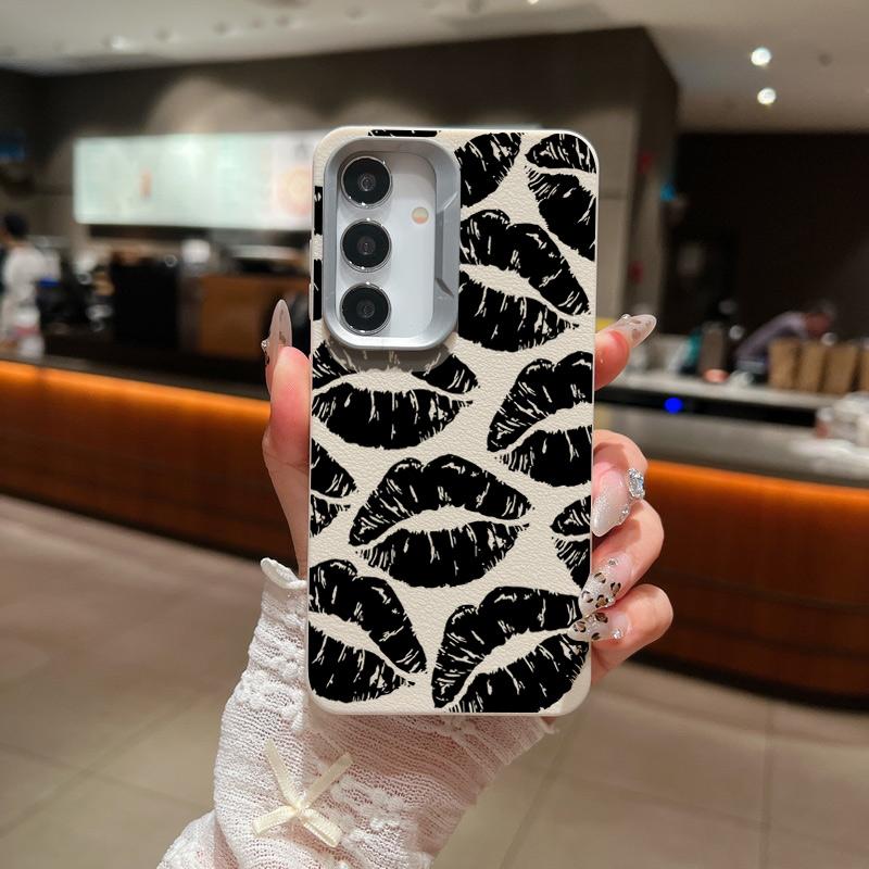

Роскошный черный тонкий мягкий чехол с принтом губ для Samsung S24 FE S23 Ultra S22 A55 A16 A54 A15 A35 A34, защита объектива, противоударный матовый чехол для телефона из ТПУ Samsung A55 5G бежевый