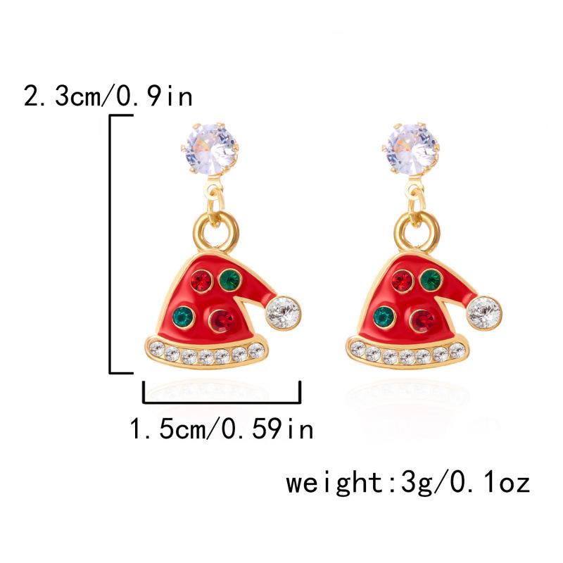 Asymmetrical Rhinestone Santa Claus & Christmas Tree Earrings