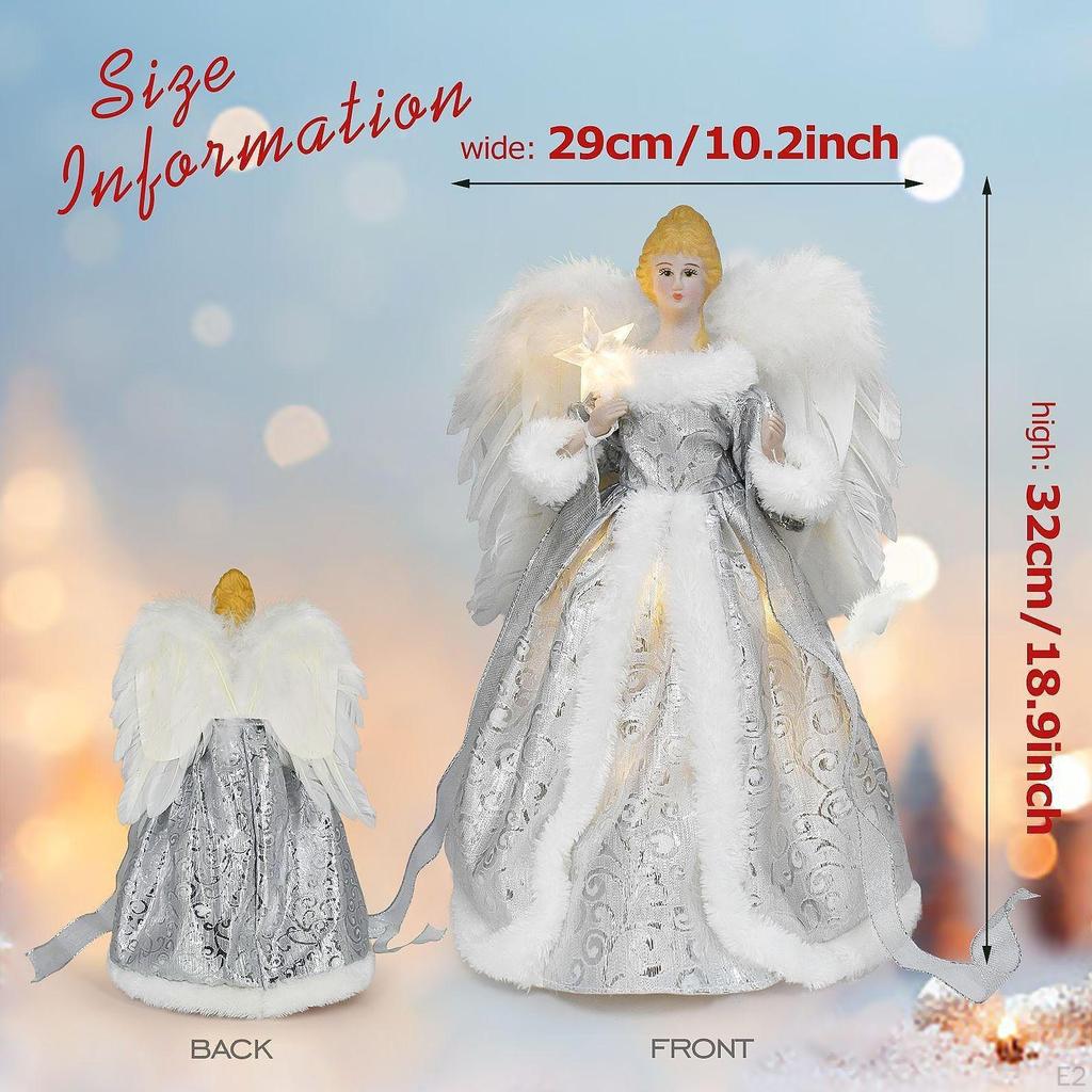 Christmas Angel Tree Topper,Xmas Ornament Star LED Top for Indoor Bedroom Party Home