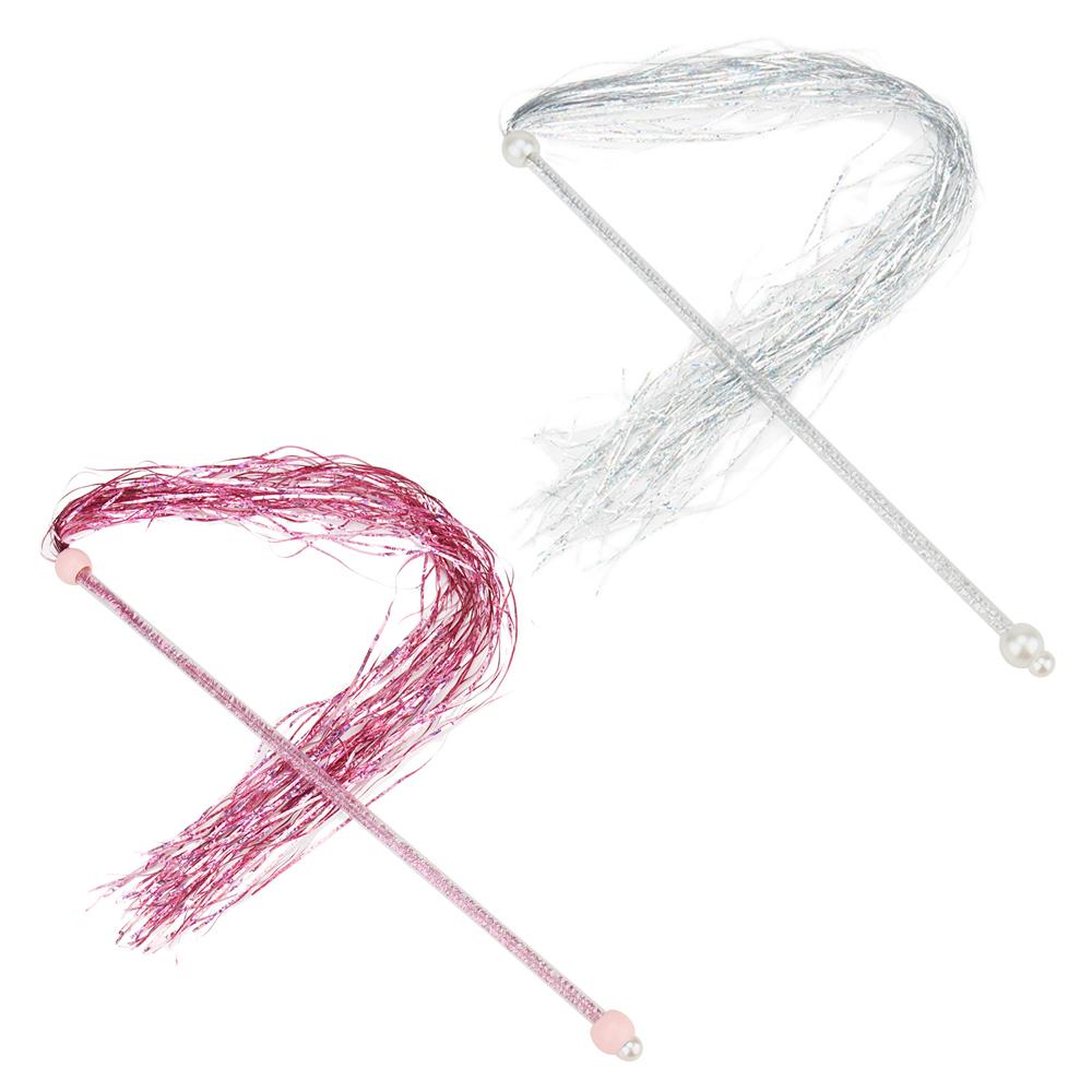 2pcs Colorful Kitten Interactive Rod Tassel Cat Teaser Wand Toys Funny Stick Pet Toy