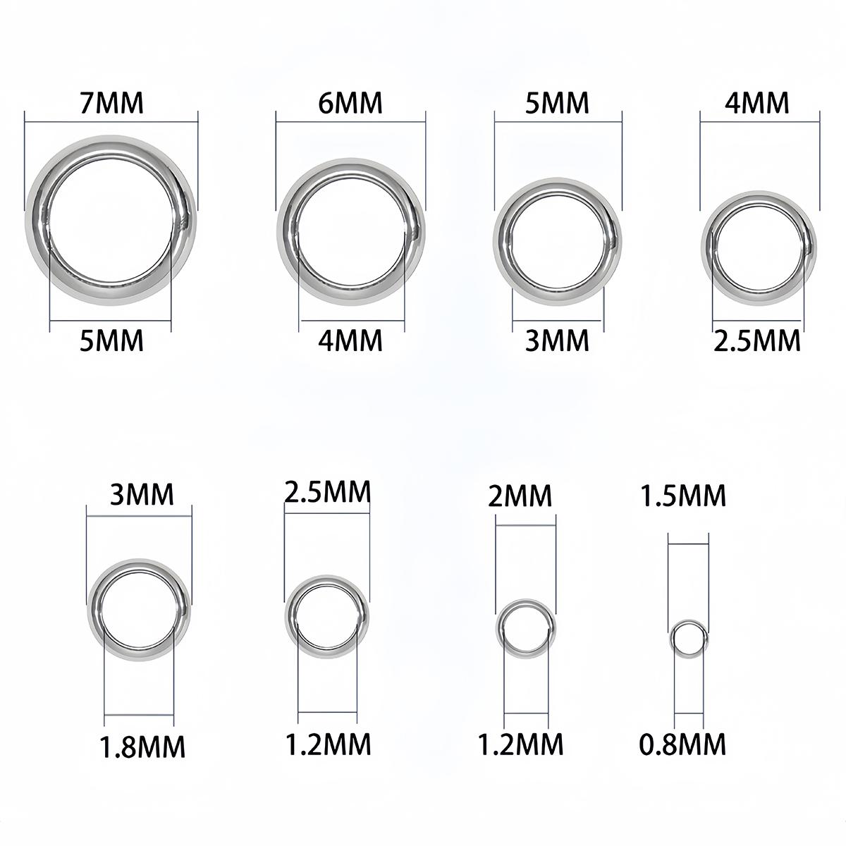 100pcs Stainless Steel Spacer Loose Beads 1.5mm 2mm 3mm 4mm 5mm 6mm 7mm Big Hole Bead for DIY Necklace Bracelet Jewelry Supplies 1.5x0.8x0.8mm