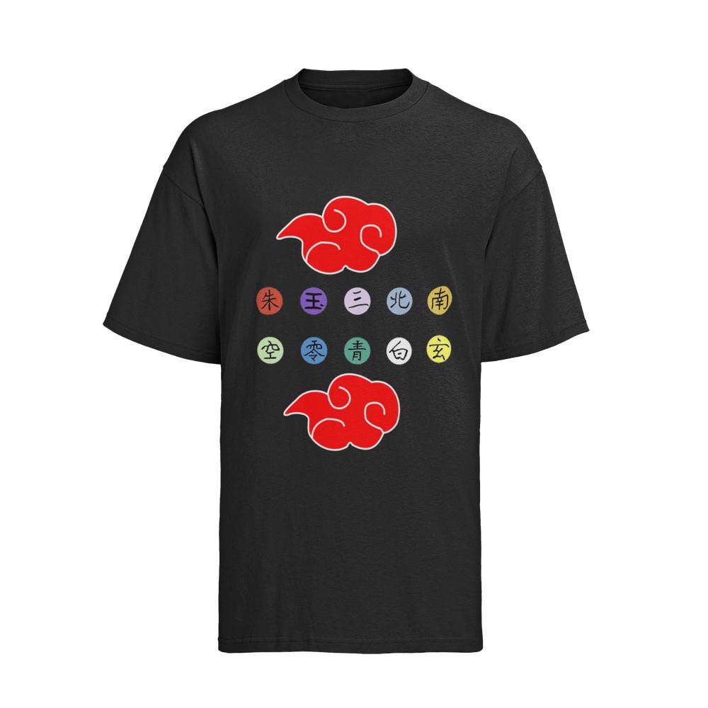 Naruto Akatsuki Shirt Herren Logo Rote Wolken Ring Pain Bio Baumwolle