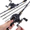 BaitCasting Rods + Reels Combos Casting Fishing Rod Reel Combos with 4 Section Baitcaster Rod