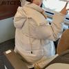 BITCED New Style Women's Winter Short-Length Hooded Puffer Jacket with Design-Forward Thickened Fleece Lining