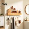 Entryway Key Storage Rack Wooden Holder with 6 Hooks Decorative Organizer No Drill Hook Rack Easy Wall Mount Installation Hanger for Home