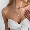Salircon 4 Pcs/Set Boho Exquisite Imitation Pearl Necklace for Women Trendy Creative Flower Scallop Pendant Necklace Jewelry