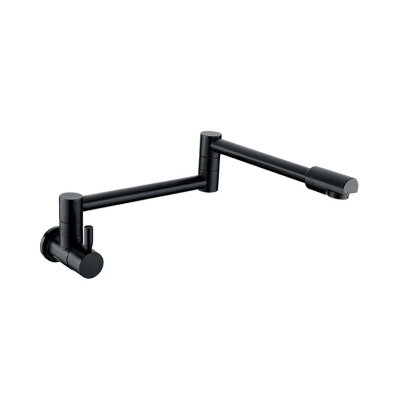 Vintage Brass Wall Mount Folding Kitchen Sink Water Tap Single Cold Handle Faucet (Black,HYl2150 Chrome)