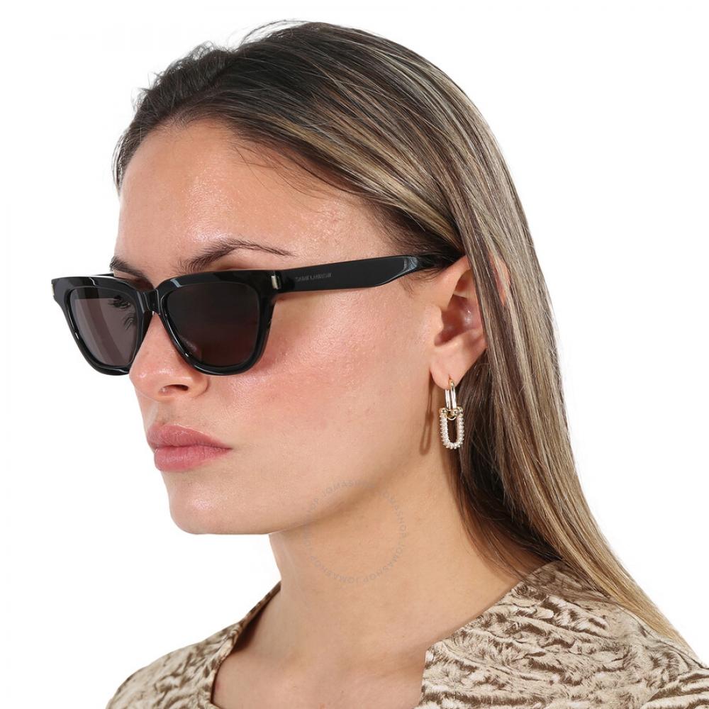 Saint Laurent Dark Grey Smoke Cat Eye Ladies Sunglasses Sl 462 Sulpice 001 53