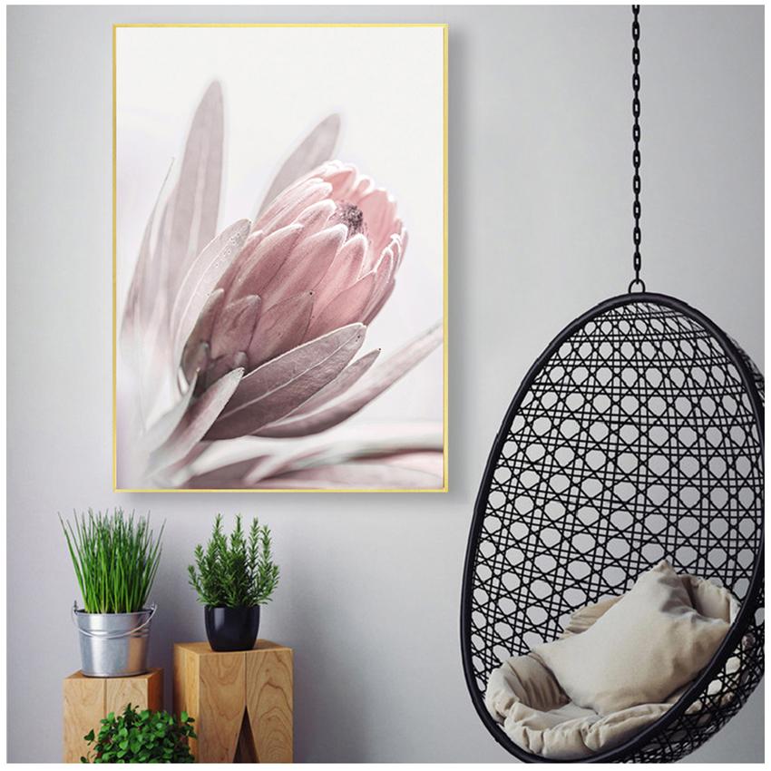 Scandinavian Decorations for Living Room, Bedroom, Rooms, Flowers, Wall Art Posters with Peons, Flower Print, Protea, Rose, Canvas, Painting
