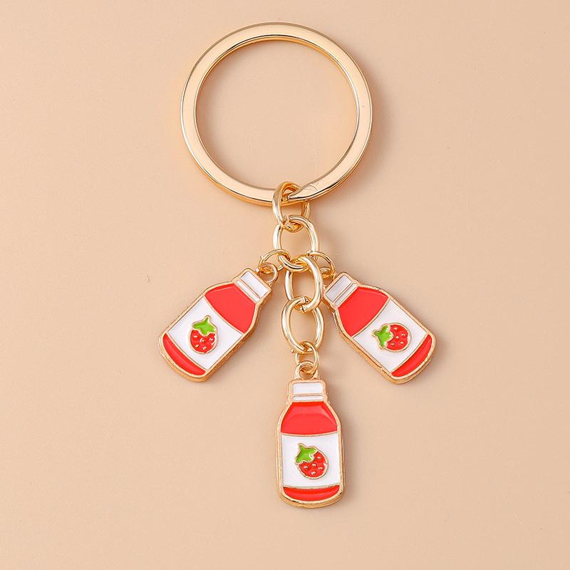 Cute Enamel Simulation Food Fruit Keychan Lemon Strawberry Key Ring for Women Girls Handbag Pendant DIY Jewelry Gift