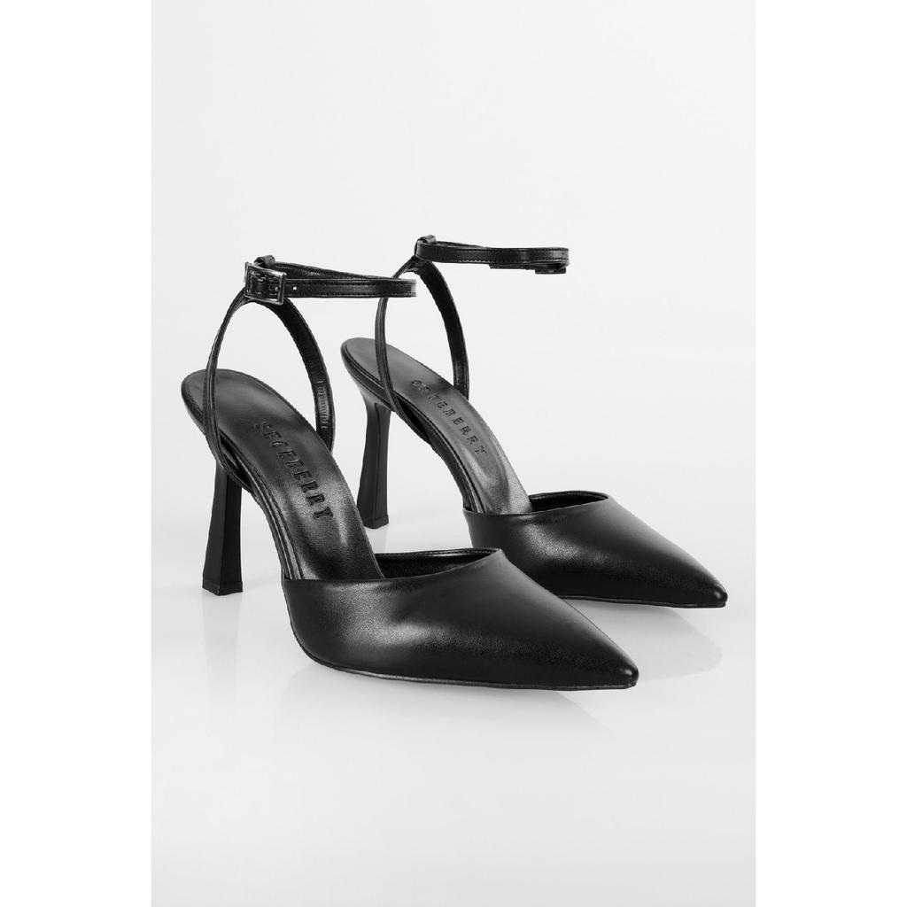 Women's Martini Black Patent Leather Belted Ankle Stiletto
