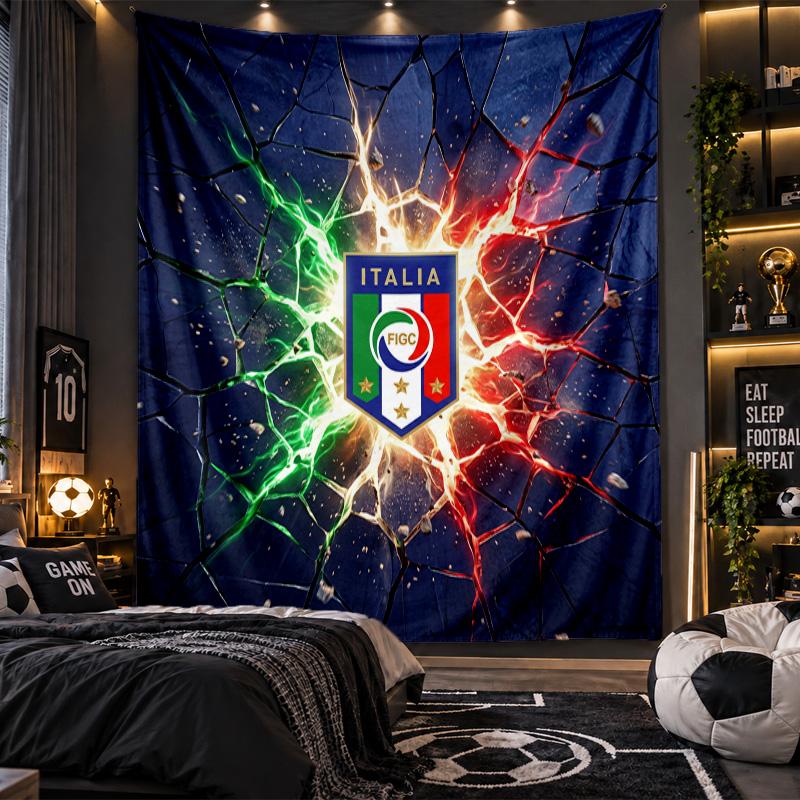 Wall Hanging Tapestry Italy Football Print Cloth for Living Room Bedroom Home Decor