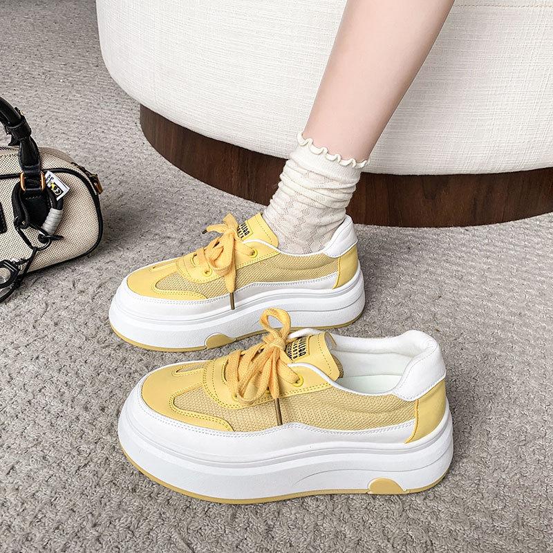Women's Shoes Platform White Shoes Women's New Models In 2025 Summer Popular Breathable Net Shoes Student Versatile Sports Board Shoes