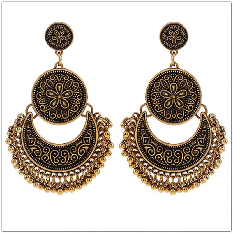 Stylish Ethnic Dance Cuff Armband & Long Dangle Earrings Set