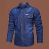 Spring Men Outdoor Multi-pocket Denim Tooling Shirts Man Long-sleeved Denim Shirts Quality Male Cotton Casual Jeans Shirts