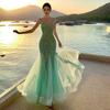 French Sexy Retro Sequin Dress Women's Suspender Waist Fishtail Dress Birthday Party Dress Long Skirt