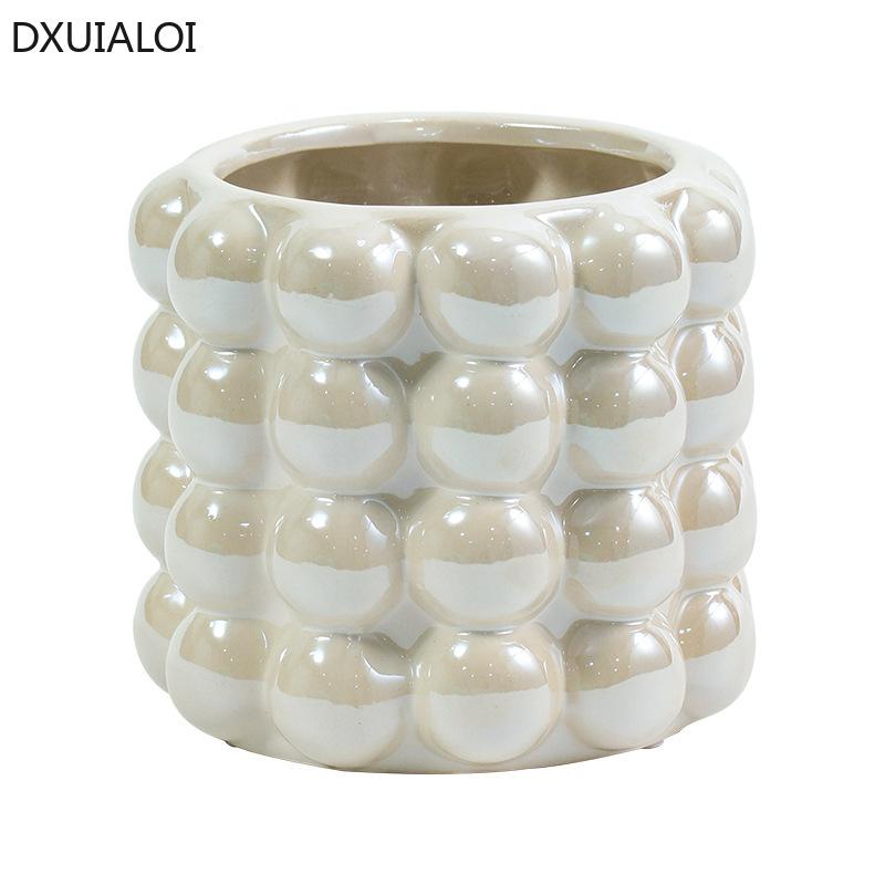 Nordic Style 3D Ceramic Vase Flower Arrangement Device Pen Holder, Makeup Brush, Storage Jar Flower Pots Home Decor