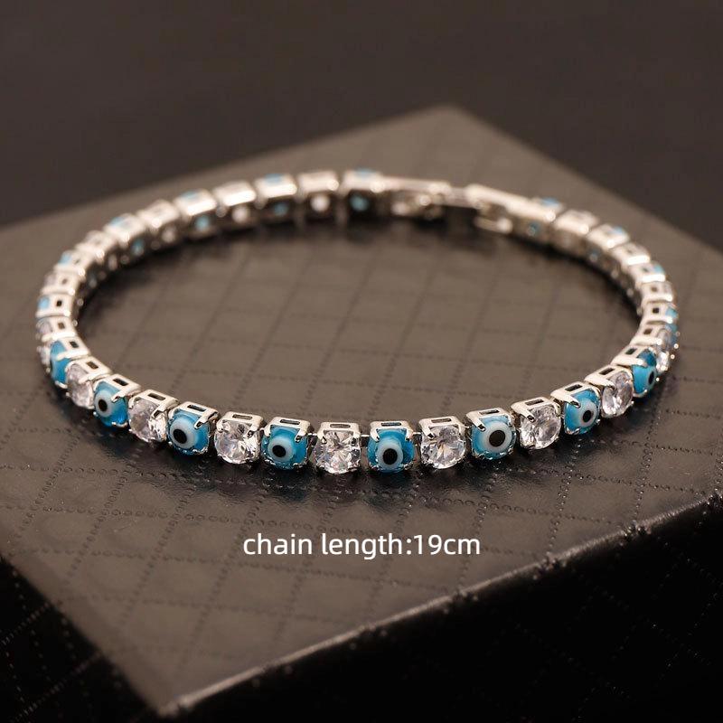 Blaue Böser Blick Verstellbare Zirkonia Tennisarmbänder für Damen Herren Schmuckgeschenke