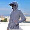 Men Summer Sunscreen Clothing Solid Color Long Sleeve Sun Protection Coat Hooded Jacket Zipper Placket Pockets Outwear