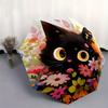 1pc Flower Black Cat Pattern Beautiful Looking Automatic Folding Umbrella, 3 Folding, 8 Pole Frame Design, Durable and Suitable for Travel and Daily U