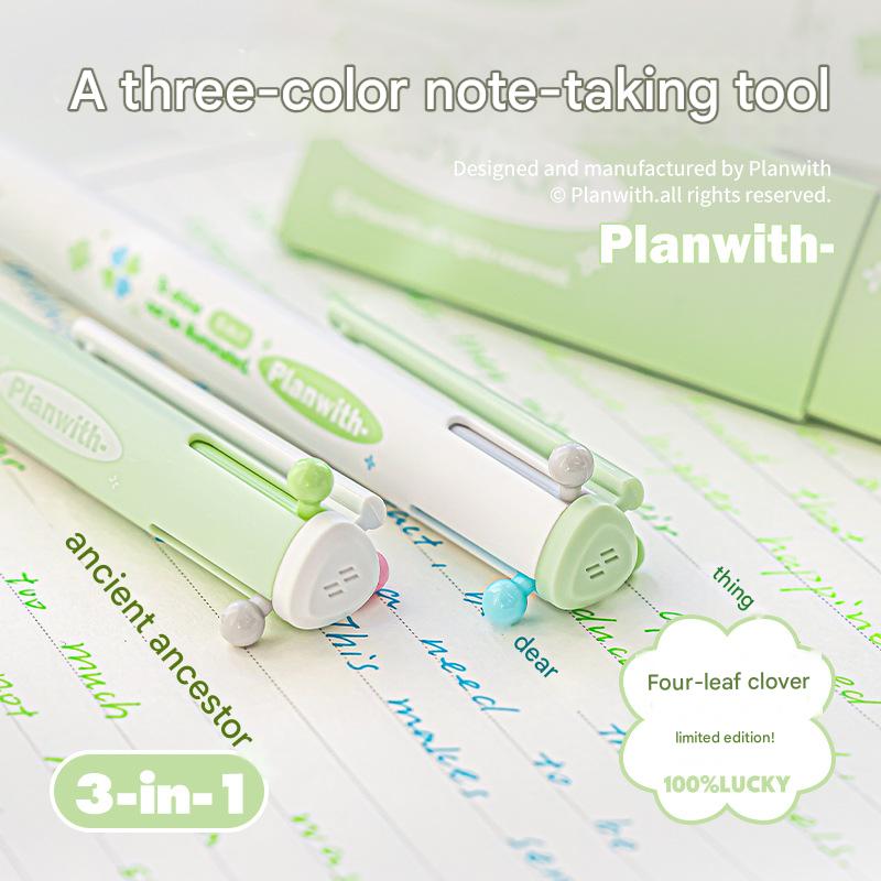 Planwith 3-in-1 Colored Pens Smooth Writing No Smudge Assorted Core Gel Pen, Take Notes Mark Highlights School Office Supplies
