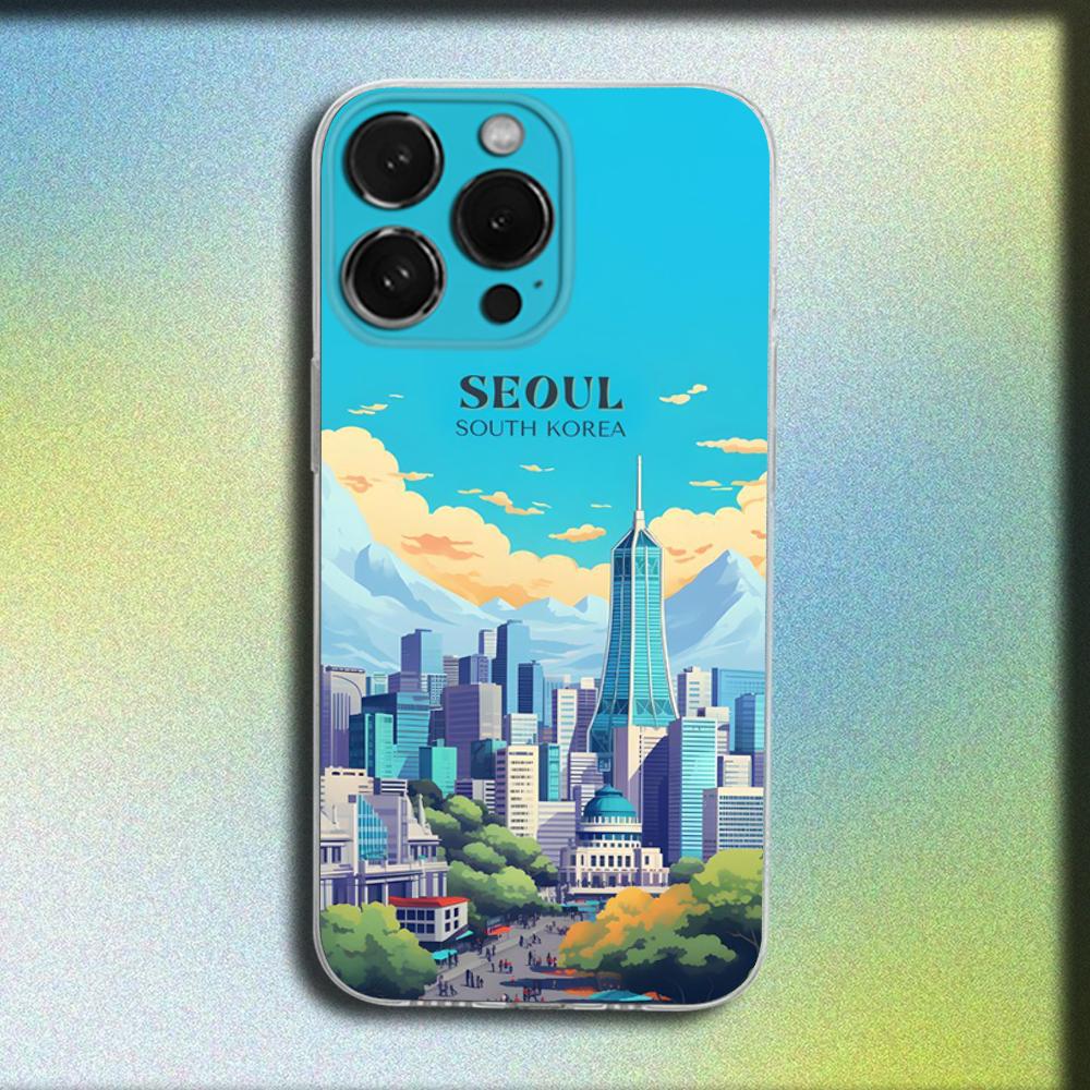 

London New York Tokyo Dubai Phone Case For iPhone 16,15,14,13,12,11 Plus,Pro,Max,XR,XS,X,Plus,SE,Mini Transparent Soft Cover iPhone12
