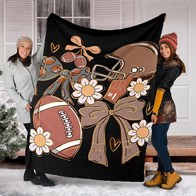 American Football Theme Printed Blanket - Perfect for Couch, Bed, Travel & Outdoor Use | Machine Washable, Cozy & Durable.