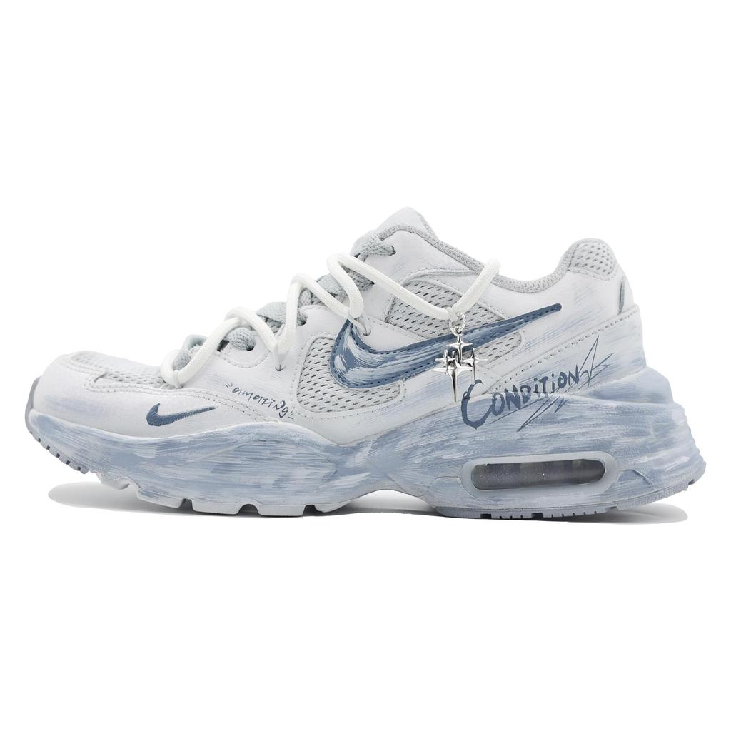 Nike Air Max Fusion Cushioning Abrasion Resistant Low top Running Shoes Women's Blue White CJ1671-105(Team292-)