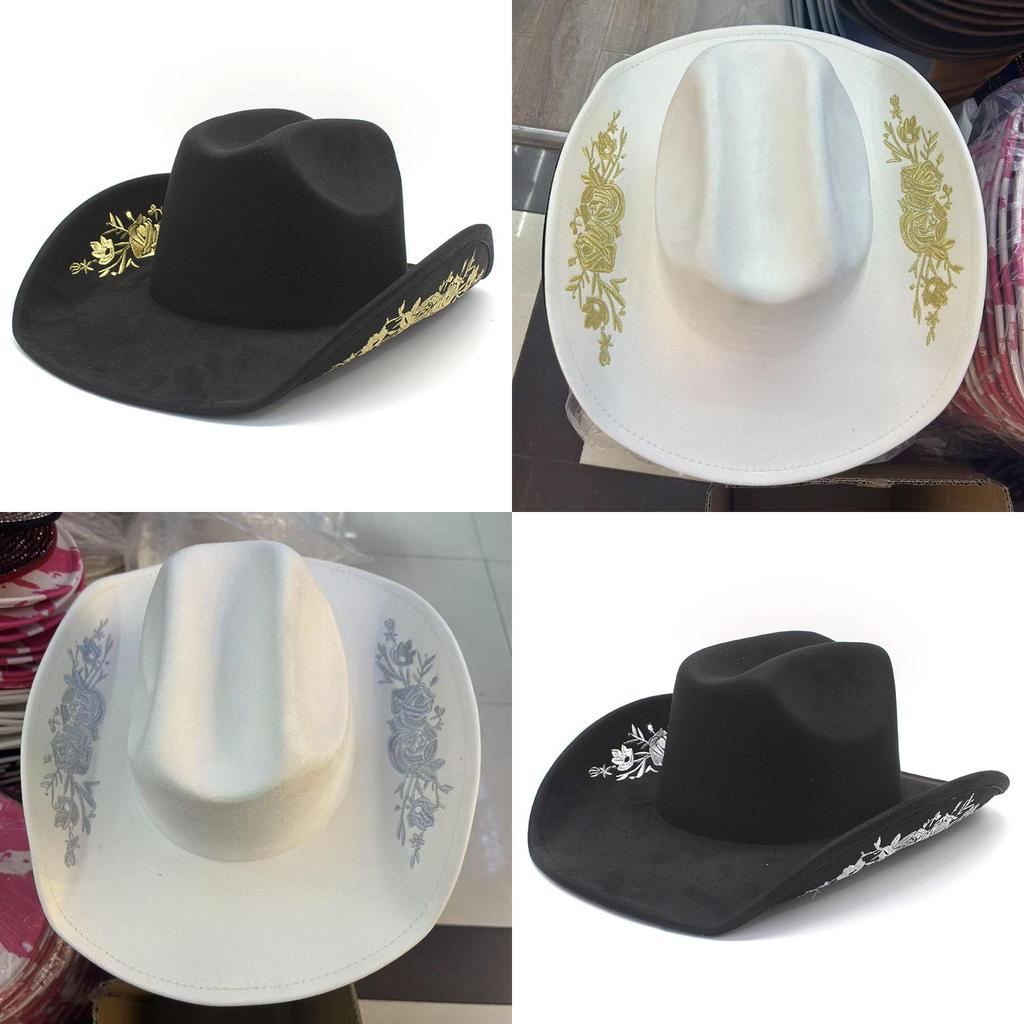 Sombrero de Fieltro Estilo Vaquero Atrevido Con Tapicería Bordada Para Viajes al Aire Libre y Festivales del Oeste