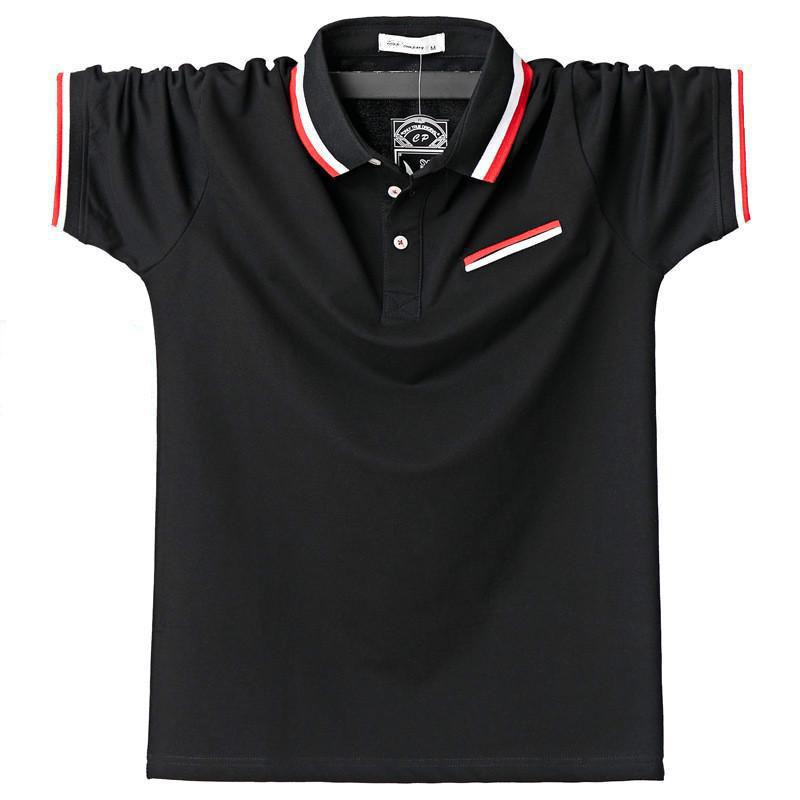 

Men Short Sleeve Polo Shirt Summer Cotton Business Casual Clothing Plus Size Loose Fit Male KTB M чёрный