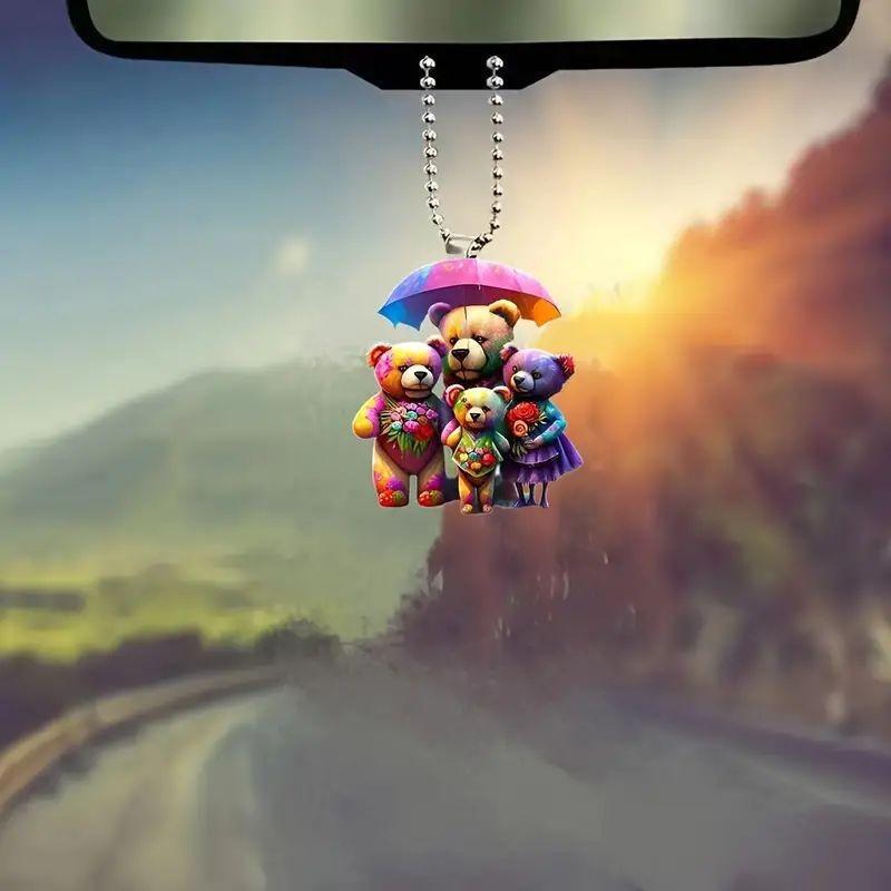 Cute Acrylic Cartoon Car Hanging Decoration Keychain Accessory For Stylish Interiors