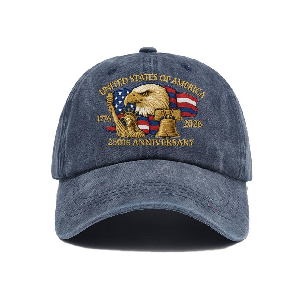 Hot-selling Washed Retro Printed Baseball Cap American Anniversary Men's and Women's Caps Embroidery Production Log
