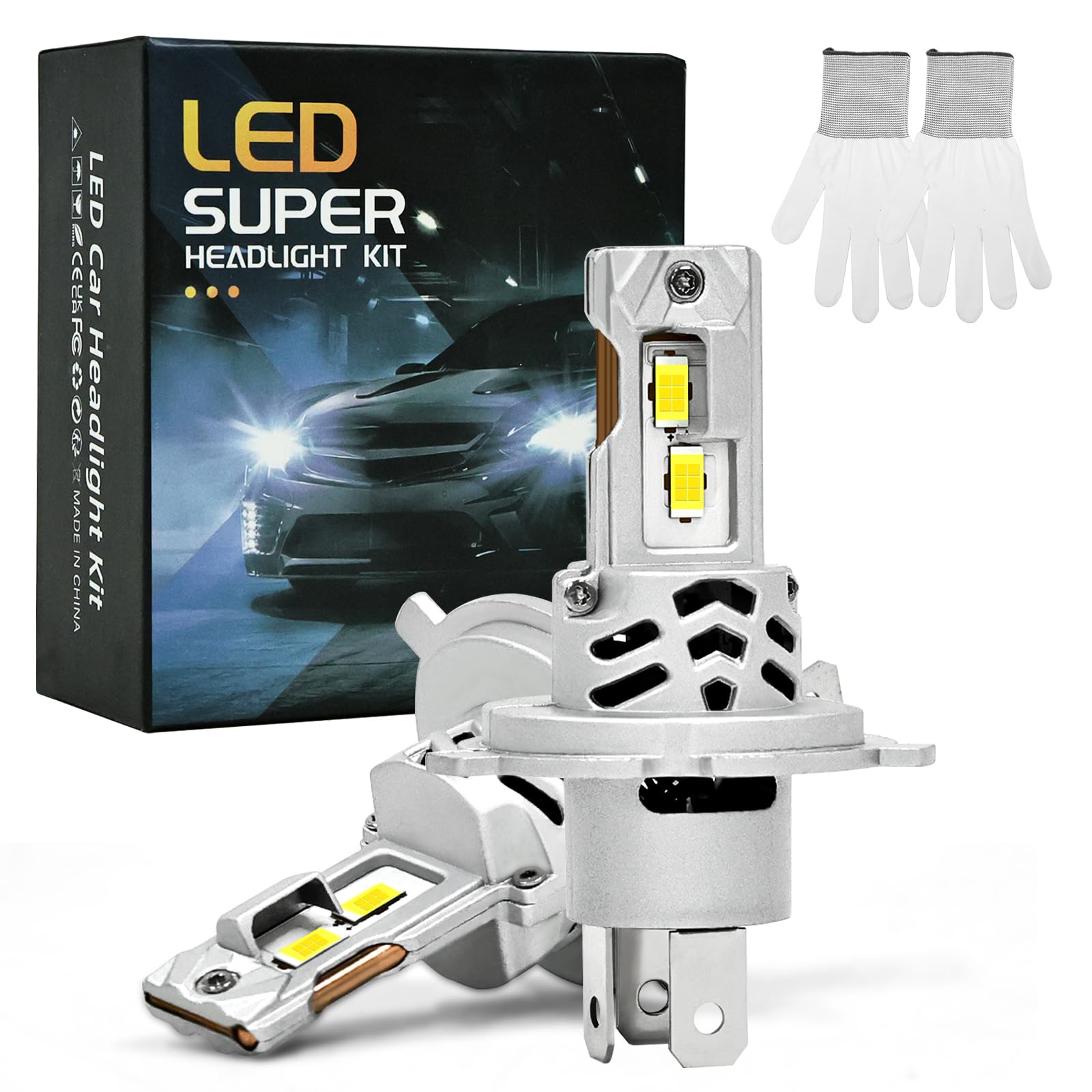 

Kcyerz H4 LED Headlight, Hi/Lo Switch, Compatible with Vehicle Inspection, CSP Chip, Easy Installation, H4 белый