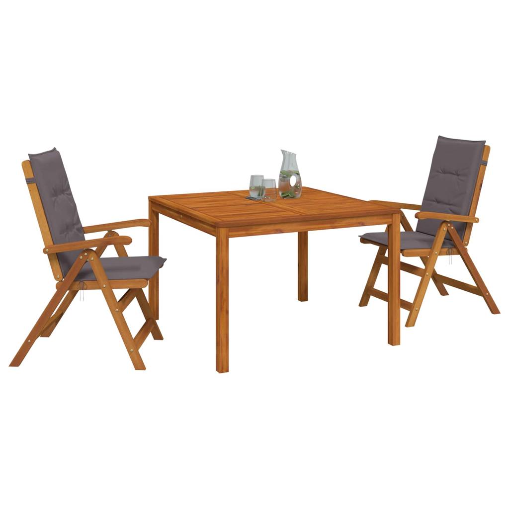 3 Piece Outdoor Dining Set Natural Solid Acacia Wood
