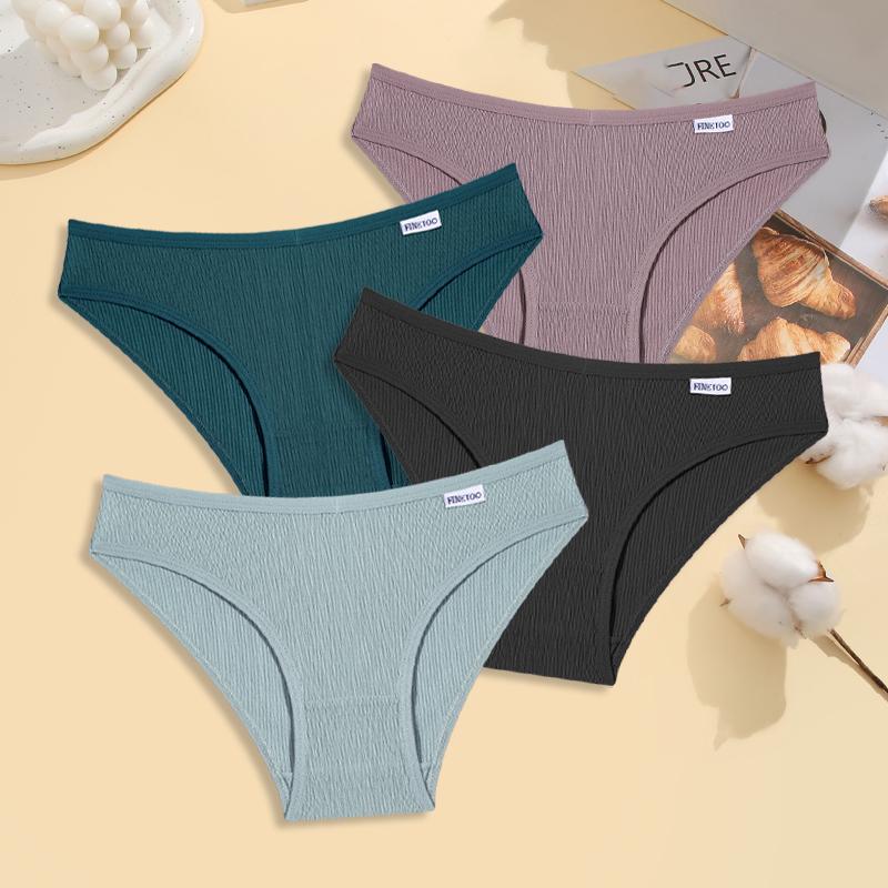 4Pcs Cotton Striped Underwear Women's V Waist Panties Sexy Breathable Plus Size Briefs Ladies Low Waist Comfort Lingerie M-XXL