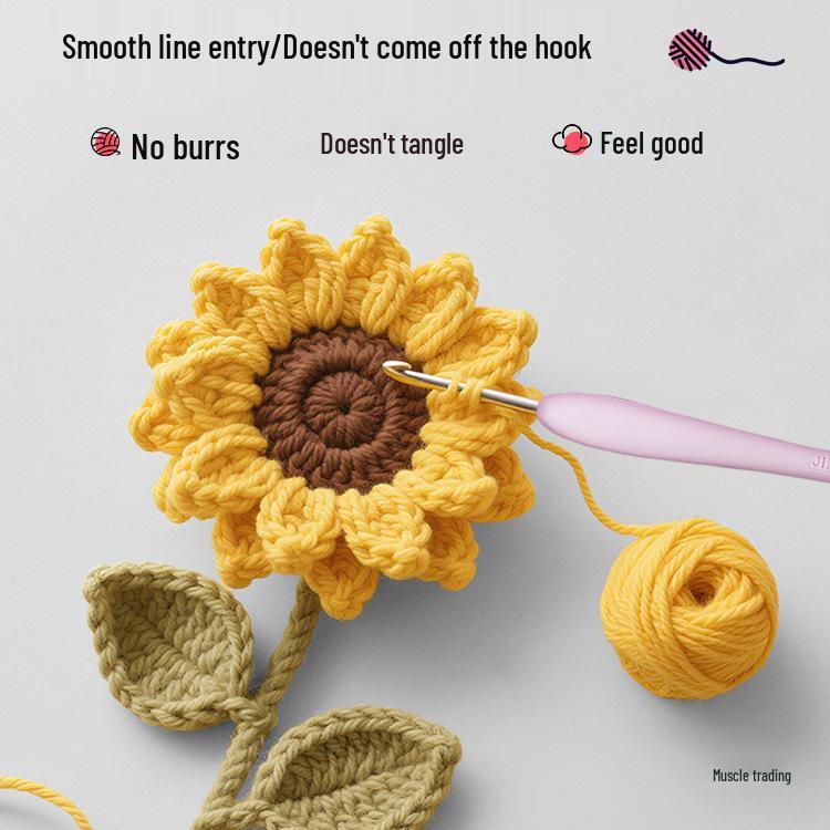 Soft Grip Resin Crochet Hook with Hand-Polished Stainless Steel Needle for Doll and Wool Knitting
