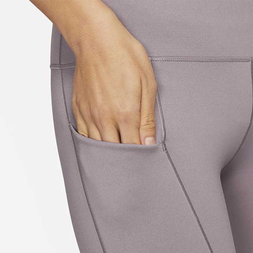 Nike Go Unleashed Series Solid Color Logo Pocket Trimmed Slim Fit Workout Pants Women pants Smoky-Purple DQ5673-531