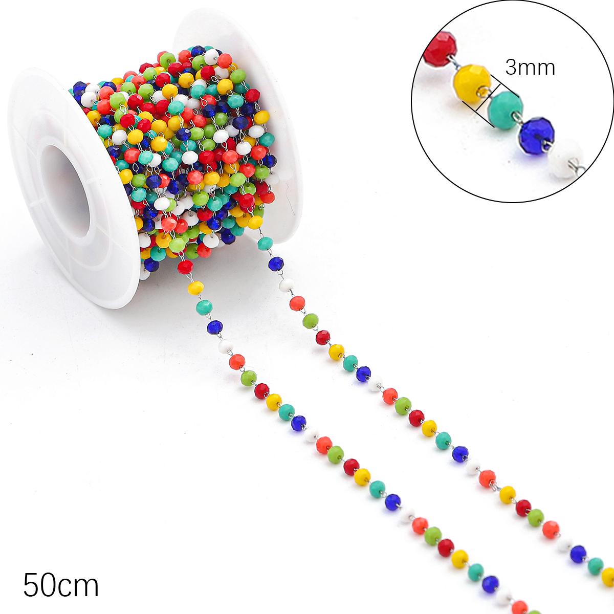 

50 см, цепочка ручной работы, цветок ромашки, сглаз, стразы, цепочка из бисера с кристаллами для ожерелья, браслета, сделай сам, фурнитура для изготовления ювелирных изделий 01