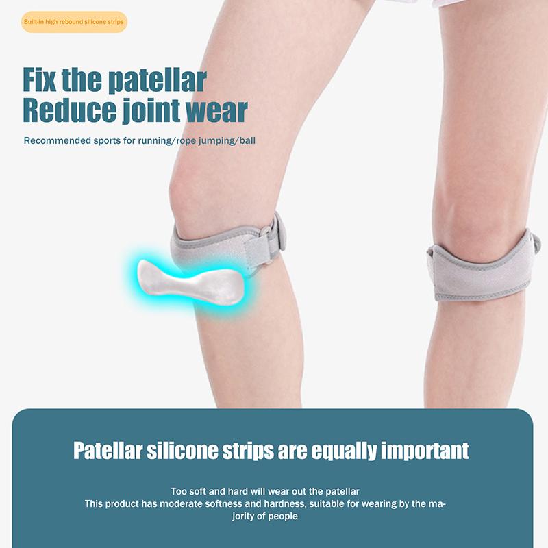 Patella Kneecap Band Adjustable Silicone Knee Tendon Strap Protector Knee Pad Shock Absorption Running Sports Gym Knee Support