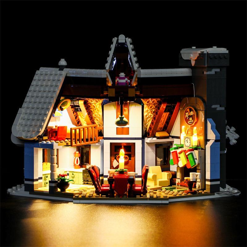 Gör-det-själv LED-belysningskit för LEGO Icons 10293 Jultomtens Besök Byggklossleksak Dekoration Justerbara Belysningstillbehör